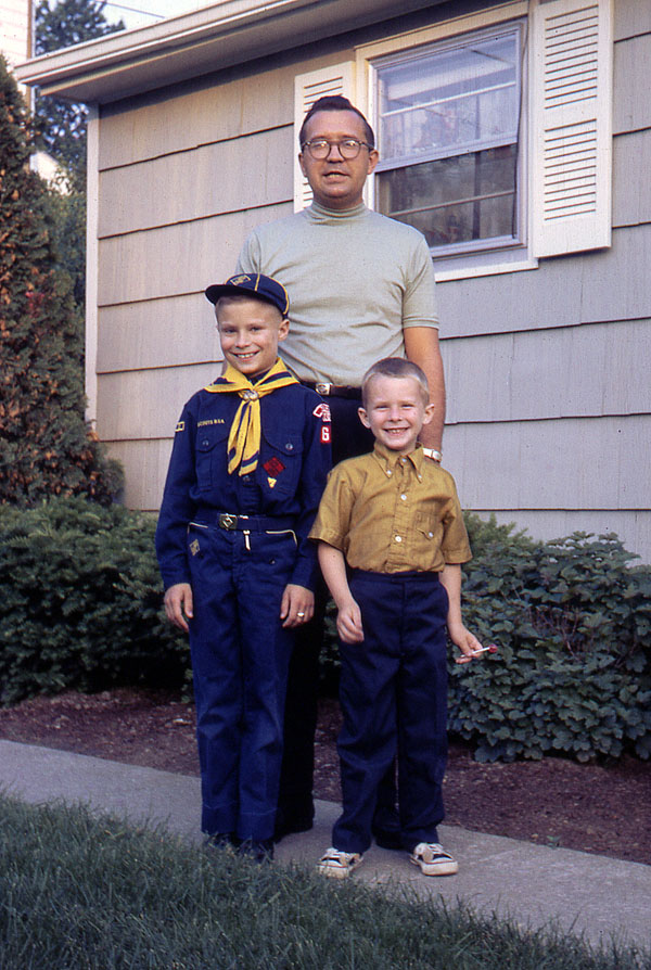 Ken in Cub Scout uniform with Dad & Dave